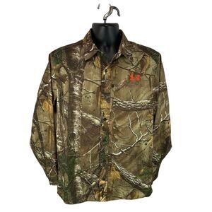 Under Armour Performance Field Shirt Size Medium Woodland Realtree Camo Hunting